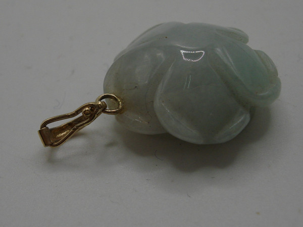 Natural Jadeite Rose Pendant with 10K Gold Bale - Exquisite Carved Stone