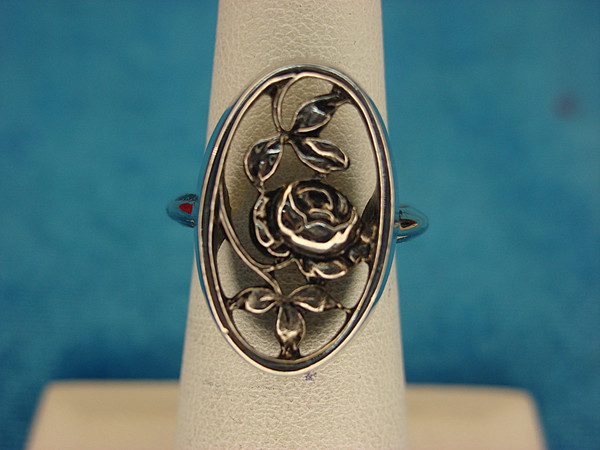 Vintage Avon Filigree Rose Ring | Silver-Tone Adjustable (Size 5-7)