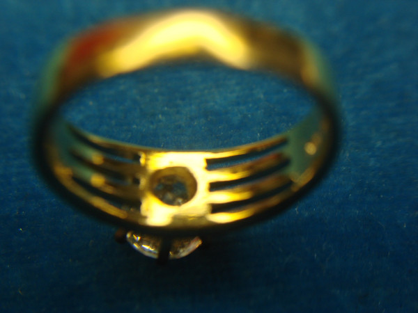 Gold Tone Ring with 7mm Faux Diamond, Size 6 3/4 - Sparkling & Preowned