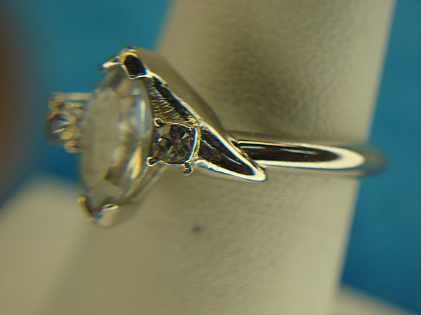 Vintage Avon Marquise Ring - Silver Tone, Clear Stone Size 6 1/2