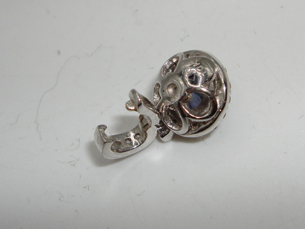 10K White Gold Diamond & Tanzanite Pendant (1/2ctw) - Elegant Design, Near Mint