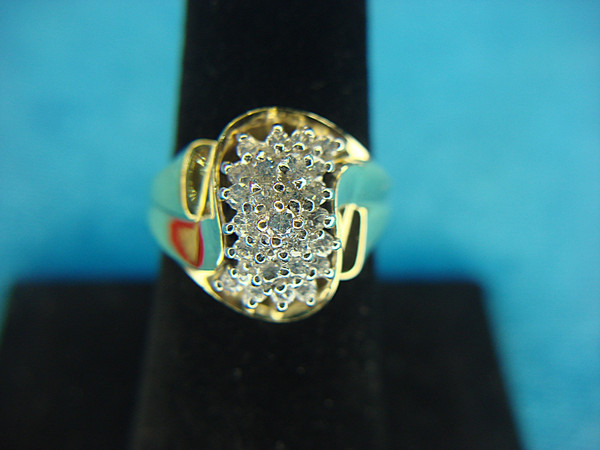 Sterling Silver & Gold Vermeil Ring with Diamonds - Size 7 (Unworn)