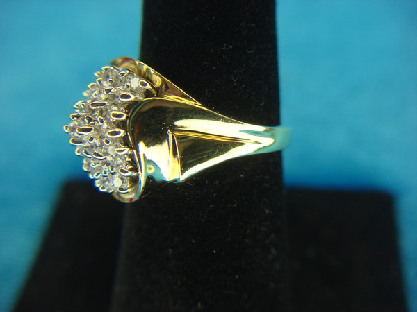 Sterling Silver & Gold Vermeil Ring with Diamonds - Size 7 (Unworn)