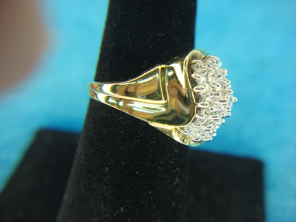 Sterling Silver & Gold Vermeil Ring with Diamonds - Size 7 (Unworn)