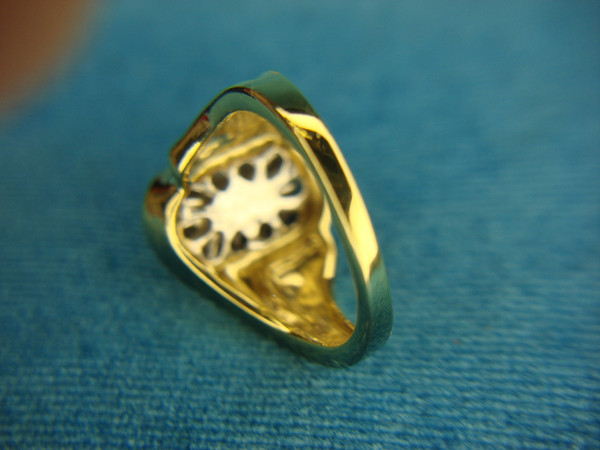 Sterling Silver & Gold Vermeil Ring with Diamonds - Size 7 (Unworn)