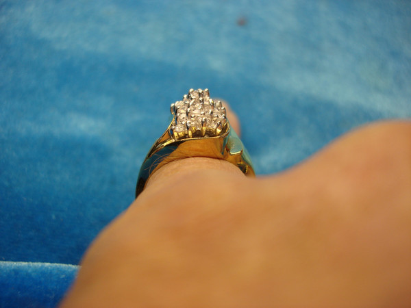 Sterling Silver & Gold Vermeil Ring with Diamonds - Size 7 (Unworn)