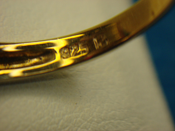 Sterling Silver Red Stone Ring with Gold Vermeil & Diamonds - Size 8