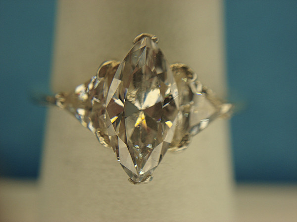 Sterling Silver Marquise Cocktail Ring, Size 7 - Sparkling Brilliant Gemstone