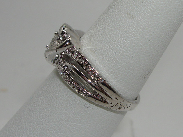 Vintage Kay Jewelers Sterling Silver & Diamond Heart Ring (Size 7)