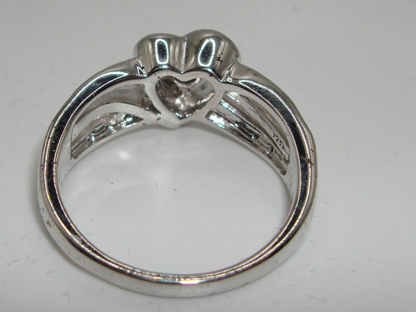 Vintage Kay Jewelers Sterling Silver & Diamond Heart Ring (Size 7)