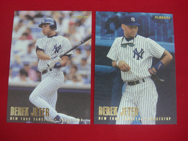 Derek Jeter 1996 Fleer Baseball Cards (#184 & #U226) - Yankees Rookie Year Collectible Lot