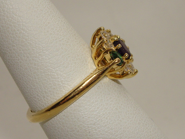 Vintage Charles Green & Sons 18K Gold Tsavorite Garnet & Diamond Ring - Size 6 1/4