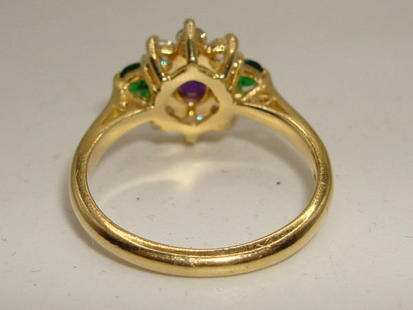 Vintage Charles Green & Sons 18K Gold Tsavorite Garnet & Diamond Ring - Size 6 1/4