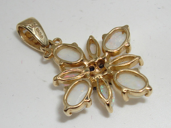 Fiery Opal & Sapphire 14K Gold Pendant - Approx. 1.5ctw