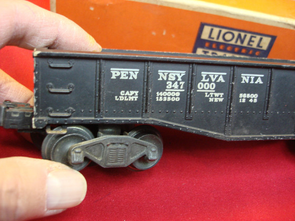 Lionel 6452 Black Pennsy Gondola w/Marked Frame (6462) - Partial O.B., Used Excellent Condition