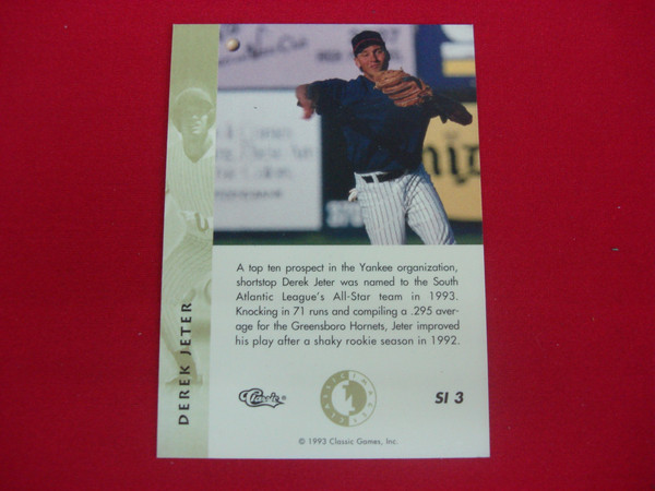 Derek Jeter 1993 Classic Images Sudden Impact Insert #SI 3 - PSA Graded Gem Mint Baseball Card
