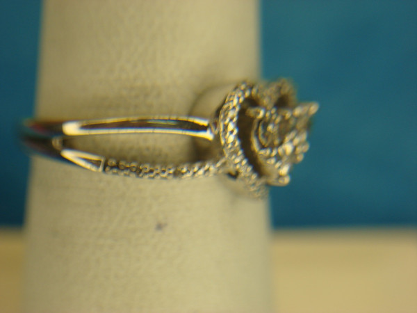 Sterling Silver Heart Ring with Diamond Accents - Size 7