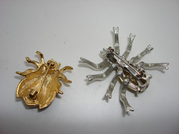 Vintage Enamel Bug Pin Set of 4 | Unique Insect Pins | Minty Estate Find