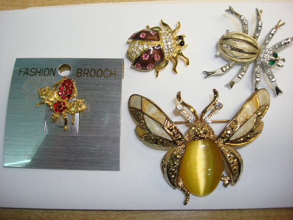 Vintage Enamel Bug Pin Set of 4 | Unique Insect Pins | Minty Estate Find