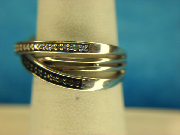 Vintage Sterling Silver Black & White Diamond Ring Size 6 3/4