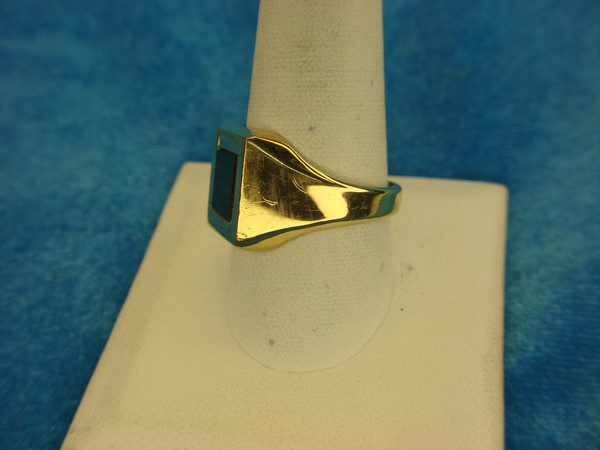 Vintage Avon Men's 18K Gold Electroplate Ring with Faux Onyx (Size 10 1/2)