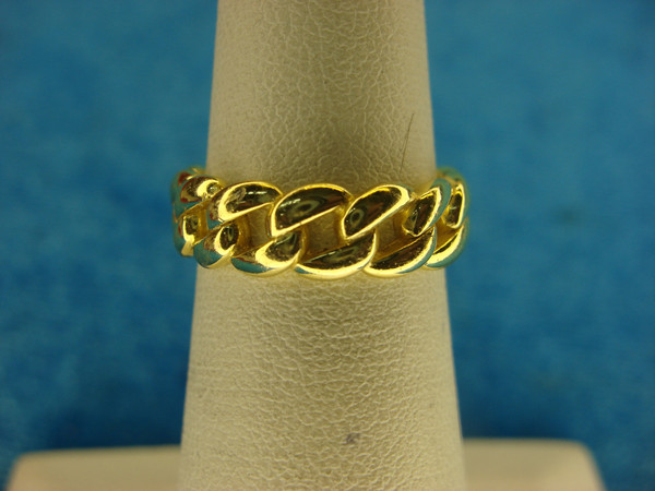 Sterling Silver Chain Pattern Ring w/ Gold Vermeil - Size 5