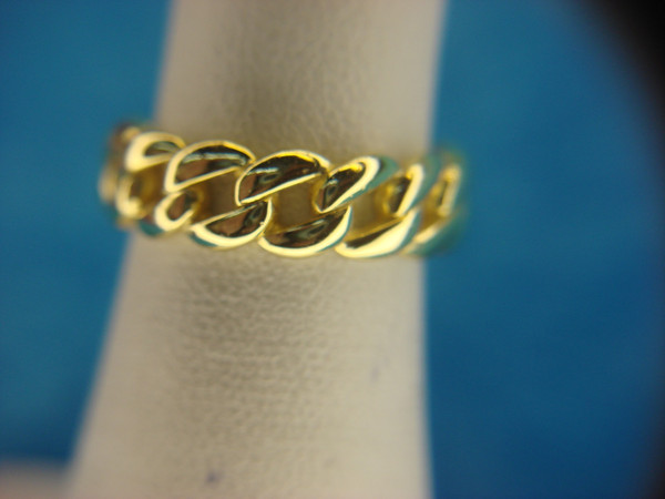 Sterling Silver Chain Pattern Ring w/ Gold Vermeil - Size 5