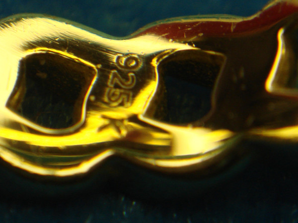 Sterling Silver Chain Pattern Ring w/ Gold Vermeil - Size 5