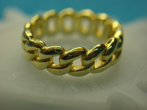 Sterling Silver Chain Pattern Ring w/ Gold Vermeil - Size 5