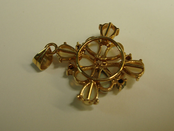 Fiery Opal & CZ Gold Vermeil Pendant - Pre-Owned, Excellent Condition