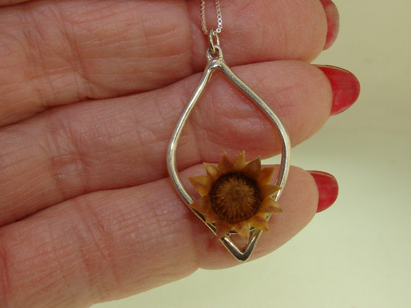 Sterling Silver Blessing Flower Pendant Necklace - Blooms After Water, 25 Year Reminder