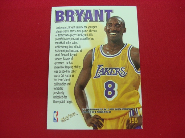 1998-99 Skybox Z Force Zupermen Kobe Bryant Basketball Card #195 - Excellent Condition