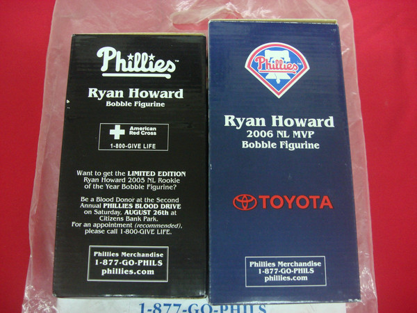 Ryan Howard Bobblehead Set (2006 & 2007) - Phillies NL MVP Commemorative -  Lot of 2