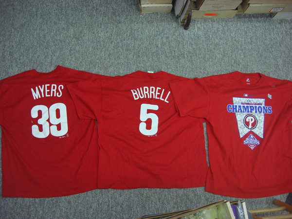 2008 Philadelphia Phillies World Series Champs T-Shirt Set (Burrell & Myers) - 3 XL, 1 2XL