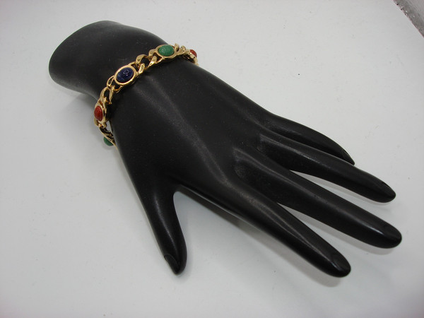 Vintage Louis Stern Scarab Beetle Gold Tone Bracelet (7