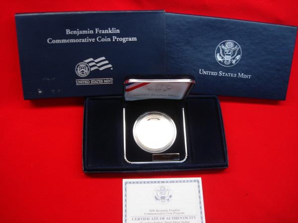 2006 Proof Benjamin Franklin Silver Dollar - Founding Fathers Commemorative Coin (.900 Fine Silver)
