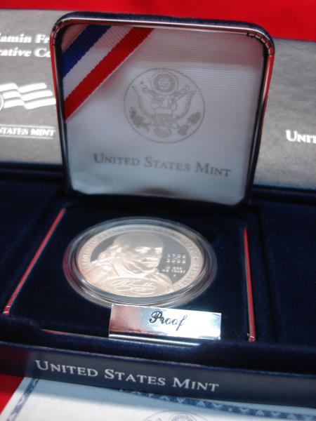 2006 Proof Benjamin Franklin Silver Dollar - Founding Fathers Commemorative Coin (.900 Fine Silver)