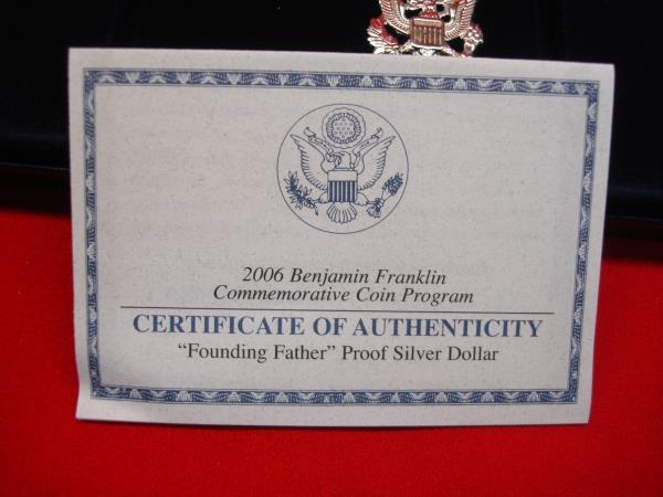2006 Proof Benjamin Franklin Silver Dollar - Founding Fathers Commemorative Coin (.900 Fine Silver)