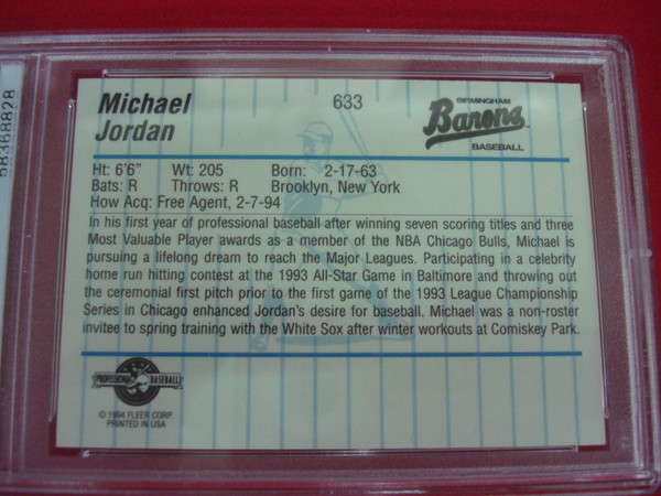 Michael Jordan 1994 Fleer ProCards Minor League Baseball Card #633 PSA 9 Gem Mint