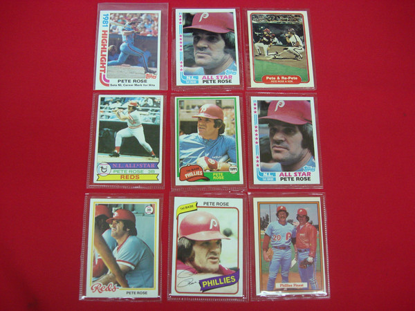 Pete Rose Baseball Card Lot (9 Cards, Topps, Coca-Cola, Burger King & More)