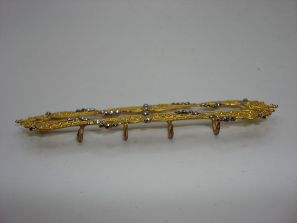 Antique 19th Century Gold-Washed Brass Buckle with Marcasites -  Rare Vintage Jewelry