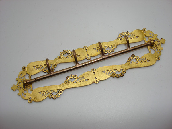 Antique 19th Century Gold-Washed Brass Buckle with Marcasites -  Rare Vintage Jewelry