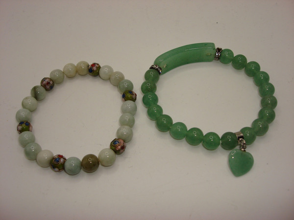 Authentic Nephite Jade Bracelets Set of 2 | Unique Designs & Stretch Fit