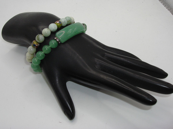 Authentic Nephite Jade Bracelets Set of 2 | Unique Designs & Stretch Fit