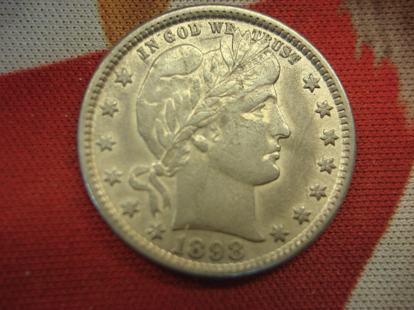 1898 Barber Quarter - High Detail, Attractive Toning - US Silver Coin