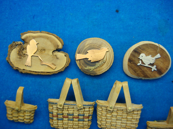 Vintage Wooden Pins Lot of 9 - Unique Collector's Items