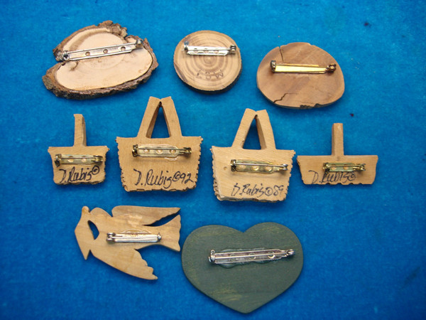 Vintage Wooden Pins Lot of 9 - Unique Collector's Items