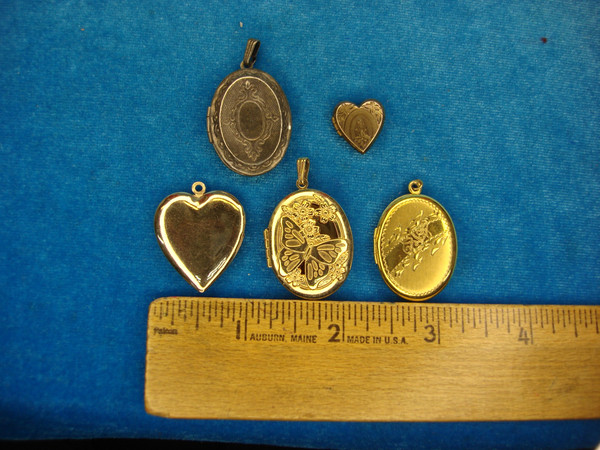 Vintage Estate Locket Set of 5 - Gold Tone Metal, Unique Jewelry Finds