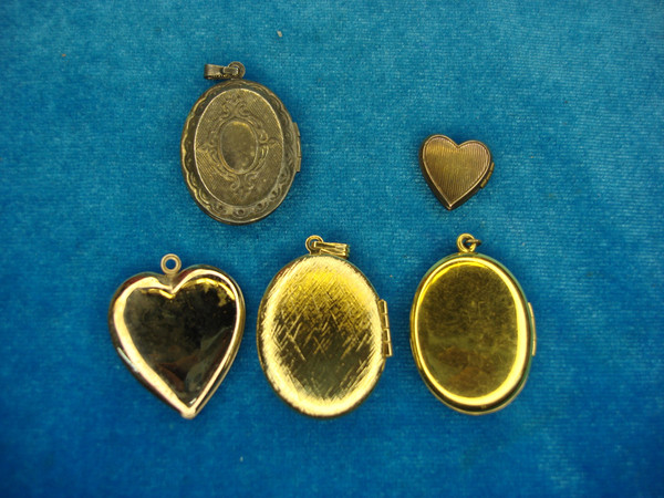 Vintage Estate Locket Set of 5 - Gold Tone Metal, Unique Jewelry Finds