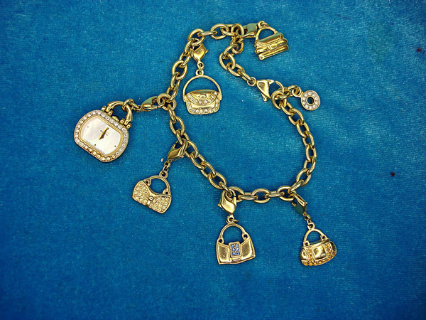 Citizen Eco-Drive Purse Bracelet Watch - Interchangeable Charms - Gold Tone - 8 Inch